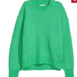 H&M oversize wool blend sweater green melange